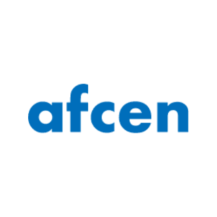 Blue lowercase 'afcen' text logo displayed on a clean white background.