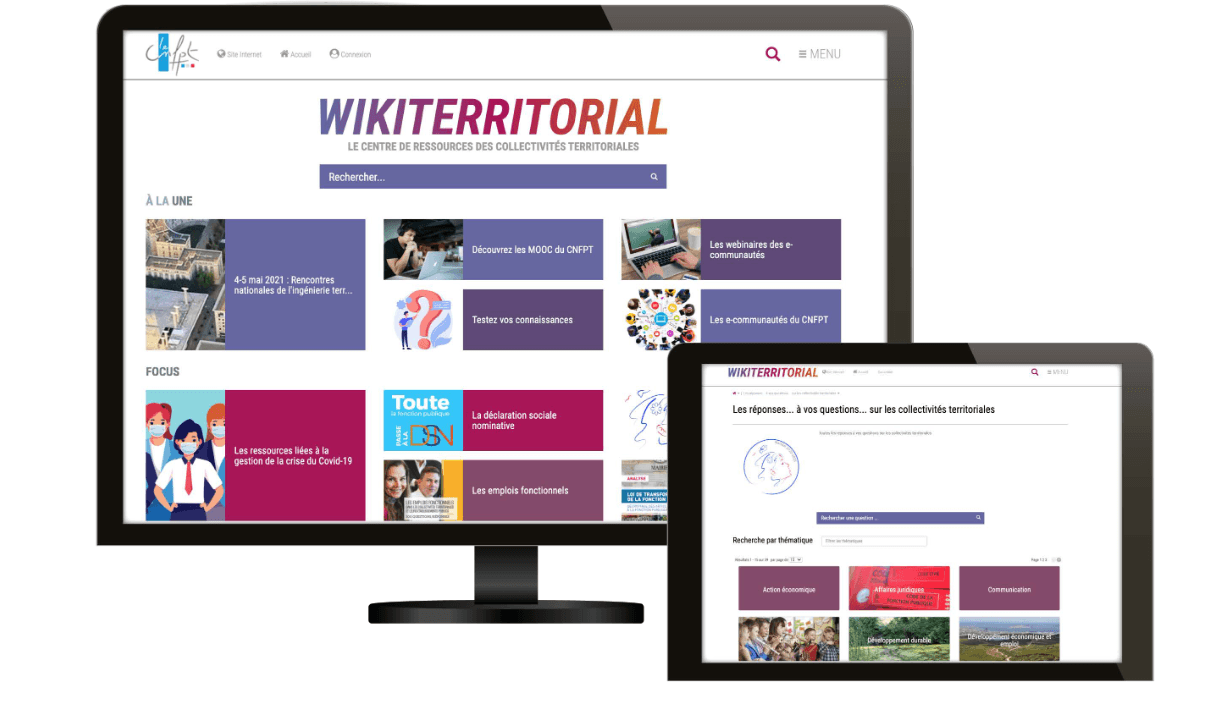 WIKITERRITORIAL website displayed on a desktop monitor and a tablet.