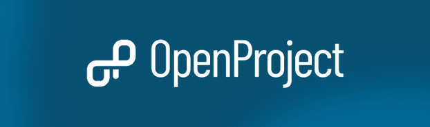 OpenProject logo, a stylized 'P' icon with the text 'OpenProject' on a blue background.
