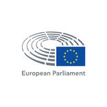 Logo of the European Parliament, featuring a stylized chamber and the EU flag.