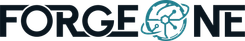 The logo for FORGE ONE, featuring a stylized globe graphic within the letter 'O'.