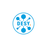 Blue DESY logo with interconnected circles forming a network design.